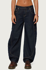 Aden Contrast Stitch Barrel Jeans