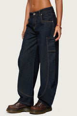 Aden Contrast Stitch Barrel Jeans