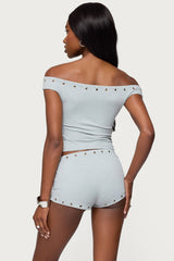 Neriah Grommet Off Shoulder Top