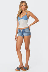 Denim & Eyelet Tank Top