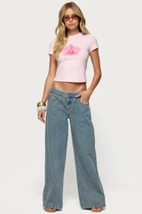Stitch & Pleat Low Rise Jeans