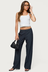 Ayve Eyelet Waist Straight Leg Pants