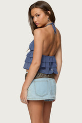 Zephi Split Front Ruffled Top