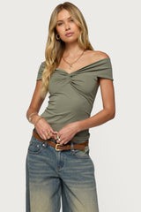 Twisted Front Off Shoulder Top