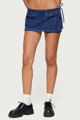Giselle Wrap Denim Mini Skort