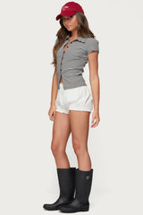 Beau Striped Ribbed Button Up Top