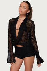Lera Lacey Sheer Mesh Top
