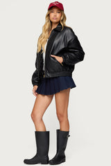 Halley Faux Leather Bomber Jacket