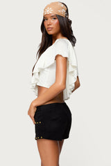 Deena Ruffled V Neck Top