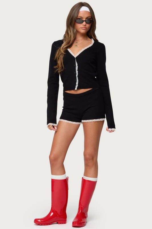 Sansa Lacey Knit Micro Shorts