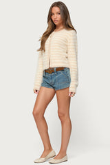 Aria Striped Fuzzy Knit Cardigan