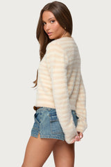 Aria Striped Fuzzy Knit Cardigan