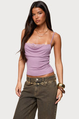 Bobbie Layered Lace Cowl Neck Top