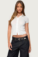 Geena Semi Sheer Button Up Shirt