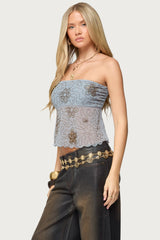 Astra Beaded Sheer Strapless Top
