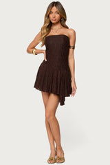 Elaia Asymmetric Strapless Lace Mini Dress