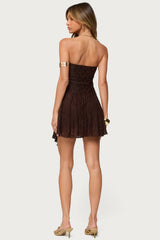 Elaia Asymmetric Strapless Lace Mini Dress