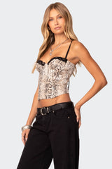 Snakeskin Denim Corset