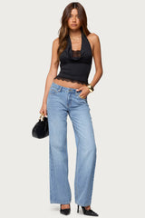 Layered Lacey Cowl Neck Halter Top