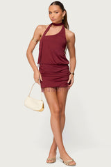 Danit One Shoulder Fringed Mini Dress
