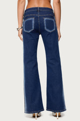 Airbrushed Low Rise Flared Jeans