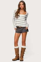 Lockie Striped Knit Babydoll Top