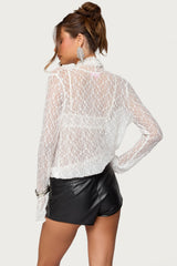 Lera Lacey Sheer Mesh Top