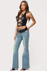 Lettie Rhinestone Cut Out Halter Top