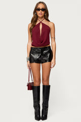 Matilde Faux Crocodile Leather Shorts