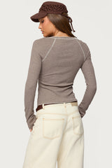 Ensley Contrast Stitch Henley Top