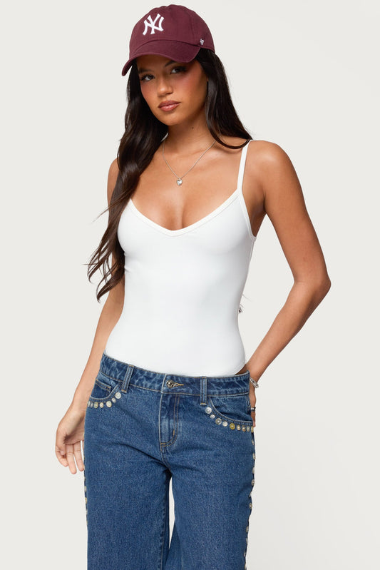 Teaghan V Neck Fitted Bodysuit
