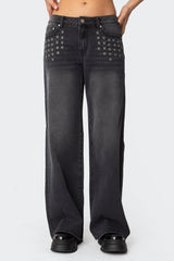 Grommet Low Rise Baggy Jeans