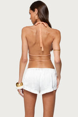 Sequin Knit Split Front Backless Top