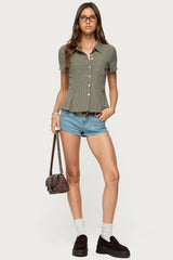 Alisa Plaid Tailored Button Up Shirt