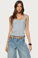 Gwenne Pointelle Button Up Tank Top