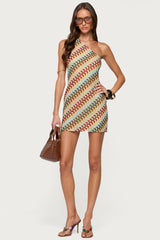 Agua Zigzag One Shoulder Mini Dress