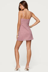 Polka Dot Cupped Chiffon Mini Dress