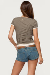 Saige Contrast Layered Ribbed T Shirt