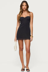 Polka Dot Cupped Chiffon Mini Dress