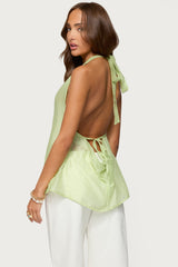 Silky Look Split Front Halter Top