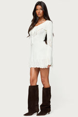 Shaia Pointelle Knit Mini Dress