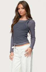 Zane Contrast Layered Long Sleeve Top