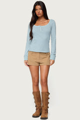 Steffey Scoop Neck Henley Top