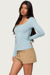 Steffey Scoop Neck Henley Top