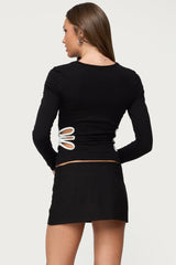 Contrast Cut Out Long Sleeve Top