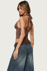 Jackie Stud & Grommet Halter Top