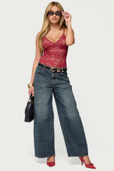 Nolyn Sheer Lace V Neck Bodysuit