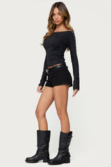 Zaina Hook & Eye Boat Neck Top