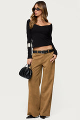 Stacey Low Rise Faux Suede Pants