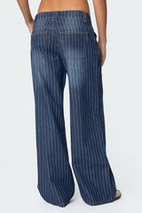 Cory Striped Low Rise Jeans